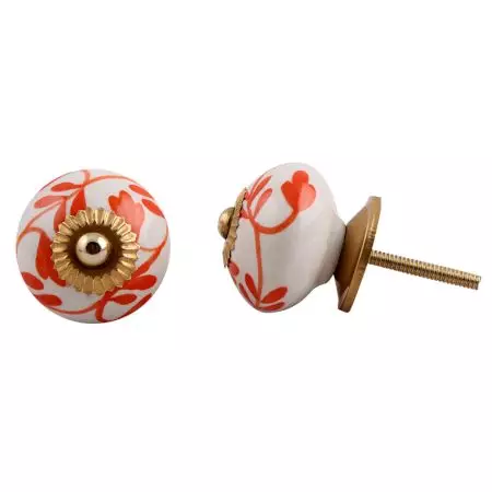 White Orange Leaf Knob